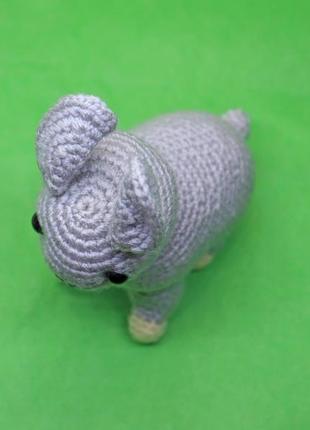 Маленьке зайченя - амігурумі, в’язана іграшка гачком, кролик ручної роботи, сірий кролик7 фото