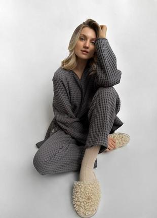 Комфортний домашній костюм жіночий графіт sota, кофта + штани twins, розміри s/m та m/l