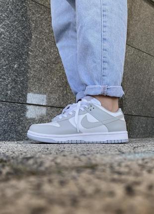 Nike dunk low light grey/white5 фото