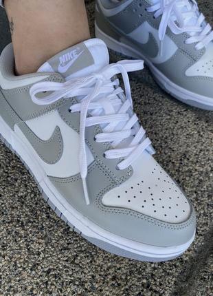 Nike dunk low light grey/white10 фото