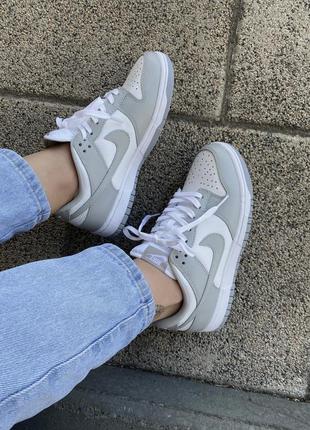 Nike dunk low light grey/white9 фото