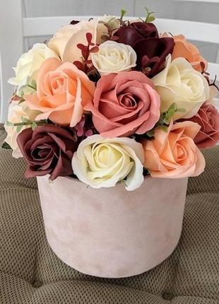 Букет з мильних троянд, мильний букет, композиція квіти з мила, троянди з мила модель № 37