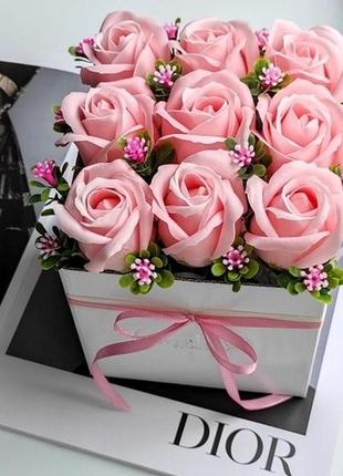 Мыльные цветы, букет из мыльных роз, композиция цветы из мыла, розы из мыла модель № 44