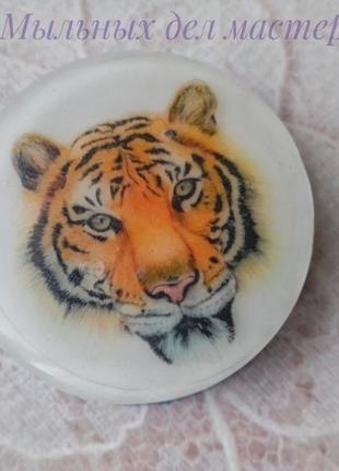 Мыло круглое с картинкой"тигр"2 фото