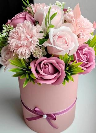 Мыльные цветы, букет из мыльных роз, композиция цветы из мыла, розы из мыла модель № 87