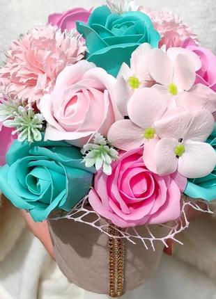 Букет з мильних троянд, мильний букет, композиція квіти з мила, троянди з мила № 96