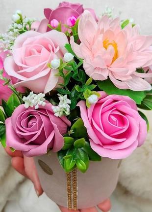 Букет з мильних троянд, мильний букет, композиція квіти з мила, троянди з мила № 97