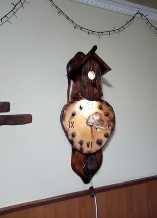 Годинник настінний у стилі бра — нічник "скворечник" із підсвіткою.7 фото