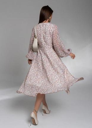 Цветочное классическое платье из шифона3 фото