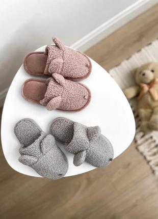 Тапочки домашние детские hs меховые teddy grey5 фото