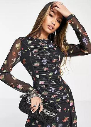 Распродажа платье topshop миди/макси присборена asos цветное4 фото