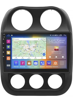 Штатна магнітола lesko для jeep compass i рестайлинг 2 2013-2016 екран 10" 2/32gb carplay 4g wi-fi gps prime