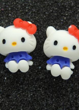 Кліпси сережки дитячі для вух без пробивання вуха liresmina jewelry сережки hello kitty хеллоу кітті з червоним