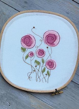 Набір вишивки хрестиком "рожеві квіти"3 фото