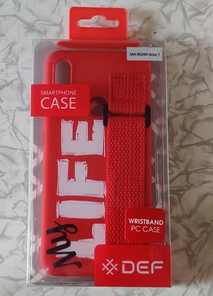 Чохол def xiaomi redmi note 7 wristband pc case red