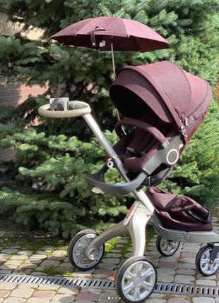 Детская универсальная коляска трансформер 2в1 аналог stokke с зонтиком и сумкой dsland v6 dark red