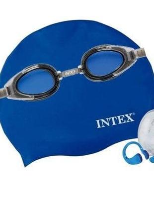 Набір 3 в 1 для плавання intex 55661 (окуляри: універсальні 55685, обхват голови ≈ 52-65 см, шапочка 55991,