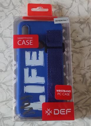 Чохол def xiaomi redmi note 7 wristband pc case blue