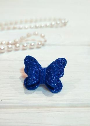 Бантик бабочка для собаки синий блестящий для выставок и дома pets couturier simba