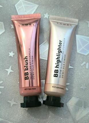 Хайлайтер lamel bb highlighter + рум'яна  lamel blush