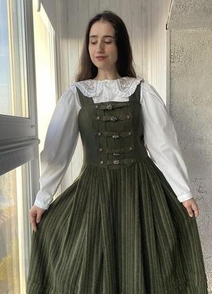 Шерстяной зеленый винтажный австрийский сарафан m&amp;g винтаж