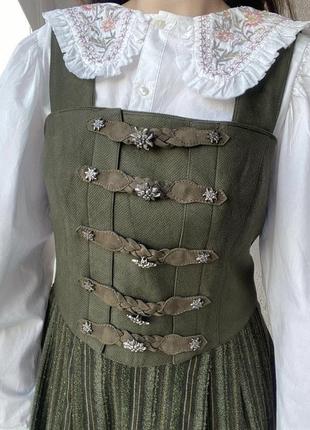 Шерстяной зеленый винтажный австрийский сарафан m&amp;g винтаж