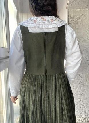 Шерстяной зеленый винтажный австрийский сарафан m&amp;g винтаж