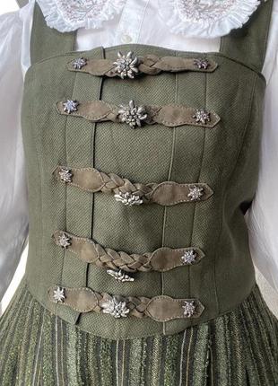 Шерстяной зеленый винтажный австрийский сарафан m&amp;g винтаж