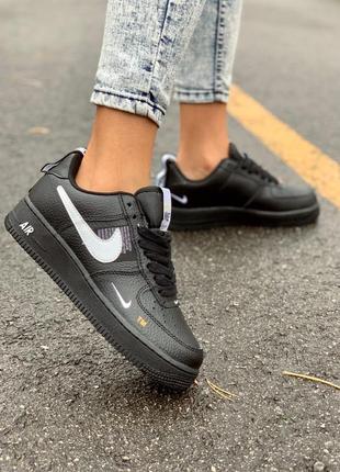 Кроссовки nike  air force 1 af1 utility black low кросівки