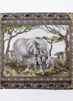 Панно картина об'ємна сім'я слонів гранд презент кр 906 цветная2 фото