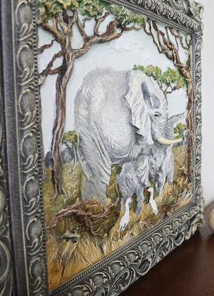 Панно картина об'ємна сім'я слонів гранд презент кр 906 цветная4 фото