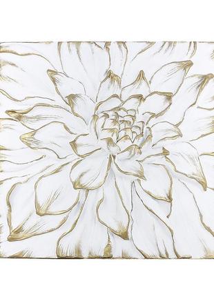 Панно об'ємна квітка півонія біла із золотом гранд презент кpд...2 фото