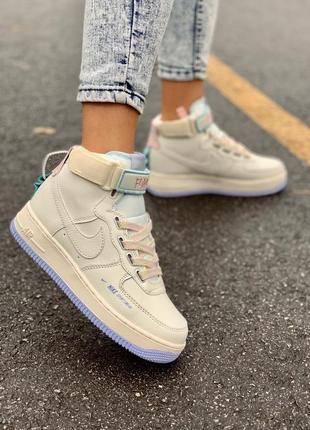 Кроссовки nike air force af1 utility sportswear cream high кросівки