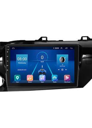 Штатна магнітола lesko для toyota hilux viii 2015-2020 екран 10" 6/128gb 4g wi-fi gps top
