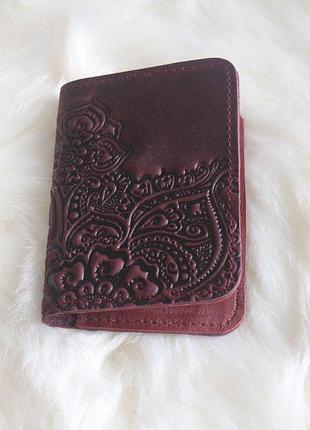 Обкладинка для id паспорта "квіти" бордовий гранд презент 09-к...