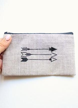 Льняной пенал с рисунком "стрелы"