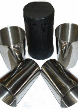 Чарки у шкіряному чохлі (4 шт) 150 мл гранд презент pm 166