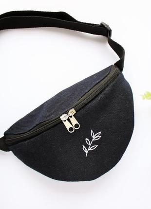 Лляна поясна сумка з малюнком "гілочка"