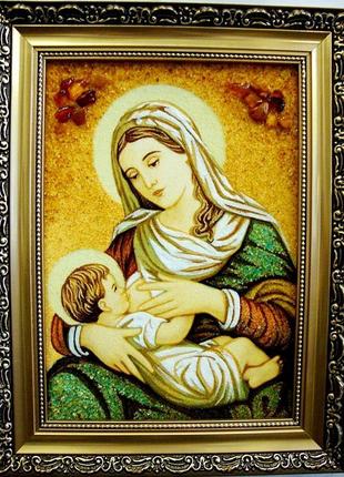 Ікона з бурштину годуюча і-101 ікона божої матері гранд презен...