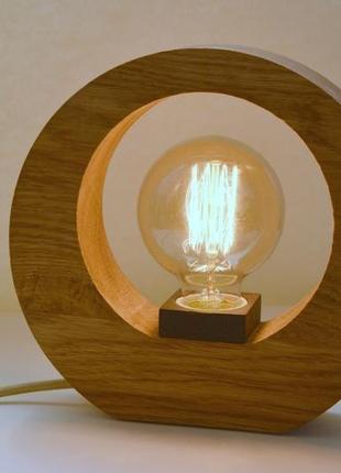 Настільна дерев'яна нічна лампа edison / сучасний мінімалістичний дизайн в стилі лофт7 фото