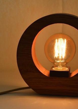 Настільна дерев'яна нічна лампа edison / сучасний мінімалістичний дизайн в стилі лофт8 фото