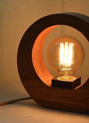 Настільна дерев'яна нічна лампа edison / сучасний мінімалістичний дизайн в стилі лофт6 фото