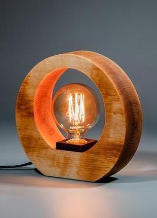 Настільна дерев'яна нічна лампа edison / сучасний мінімалістичний дизайн в стилі лофт4 фото