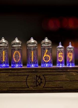 Ламповые часы на ин 14 + ин 16 nixie clock в стиле ретро винтаж з подсветкой rgb4 фото