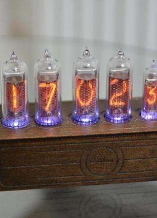 Ламповые часы на ин 14 + ин 16 nixie clock в стиле ретро винтаж з подсветкой rgb7 фото