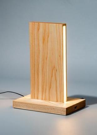 Настільна дерев'яна нічна світлодіодна лампа / usb зарядний пристрій / сенсорне включення3 фото