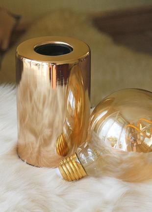 Комплект світильник та лампа нічник "тесла" метал золото 12*8 ...4 фото
