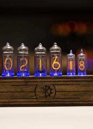 Ламповые часы nixie clock на иn14 + иn16 nixie clock в стиле ретро винтаж с подсветкой rgb3 фото