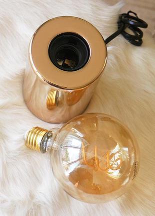Комплект світильник та лампа нічник "тесла" метал золото 12*8 ...5 фото