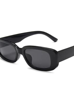 Классические солнцезащитные очки прямоугольные для женщин, ретро очки женские с пластиковой оправой черные8 фото